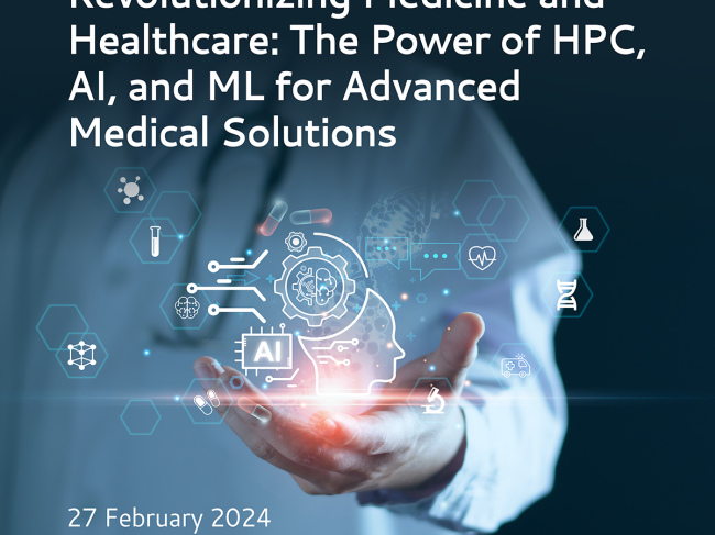 Vabilo na spletni dogodek Revolutionizing Medicine and Healthcare: The Power of HPC, AI, and ML for Advanced Medical Solutions
